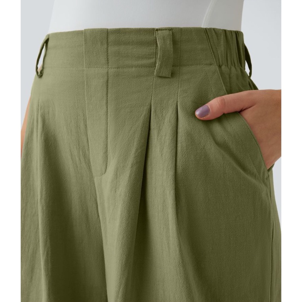 NWT Halara High Waisted Wide Leg Flowy Palazzo Casual Linen-Feel Pants - Picture 2 of 11